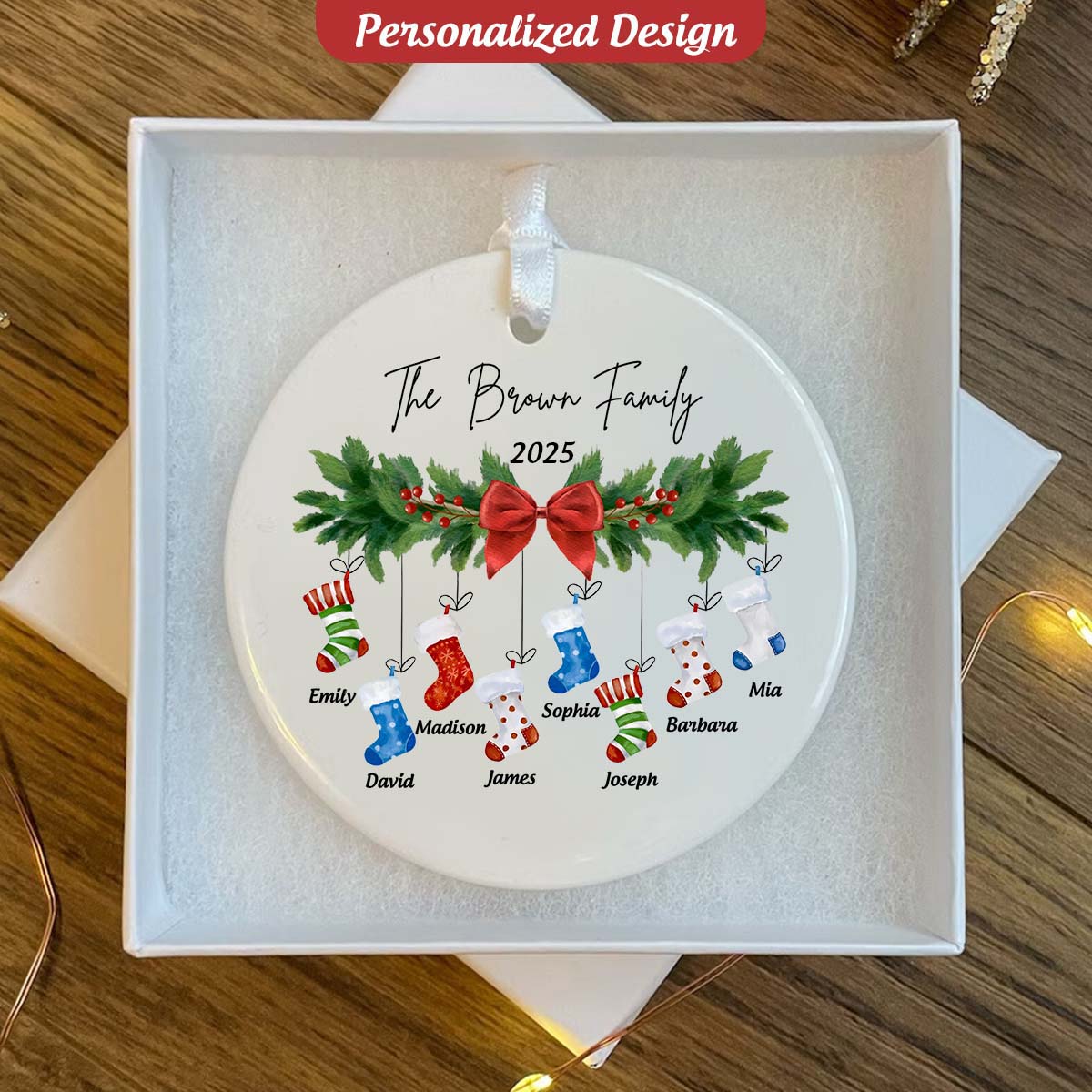 Ceramic Ornaments For  Family, Custom Ornaments With Names And Years, Family Christmas Gifts