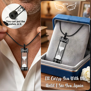 Personalized Hourglass Urn Necklace for Ashes – Engraved Cremation Necklace