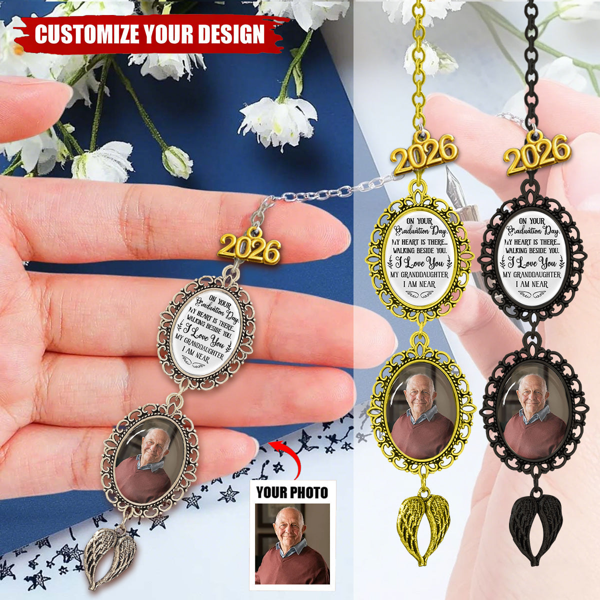 On Your Graduation Day My Heart Is There - Custom Graduation Tassel Photo Charm