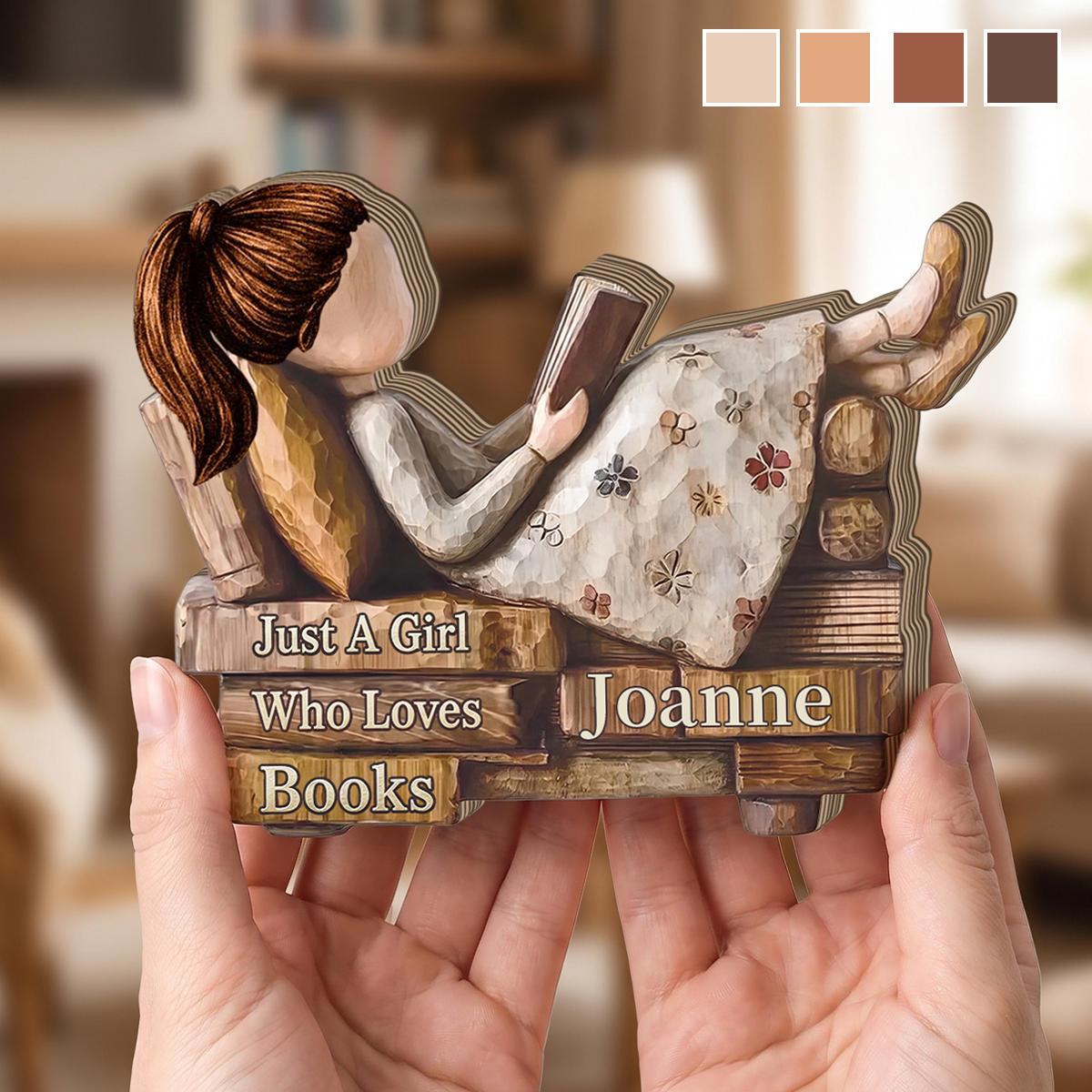 Personalized Just A Girl Who Loves Books Plaque, Bookworm Xmas Gift