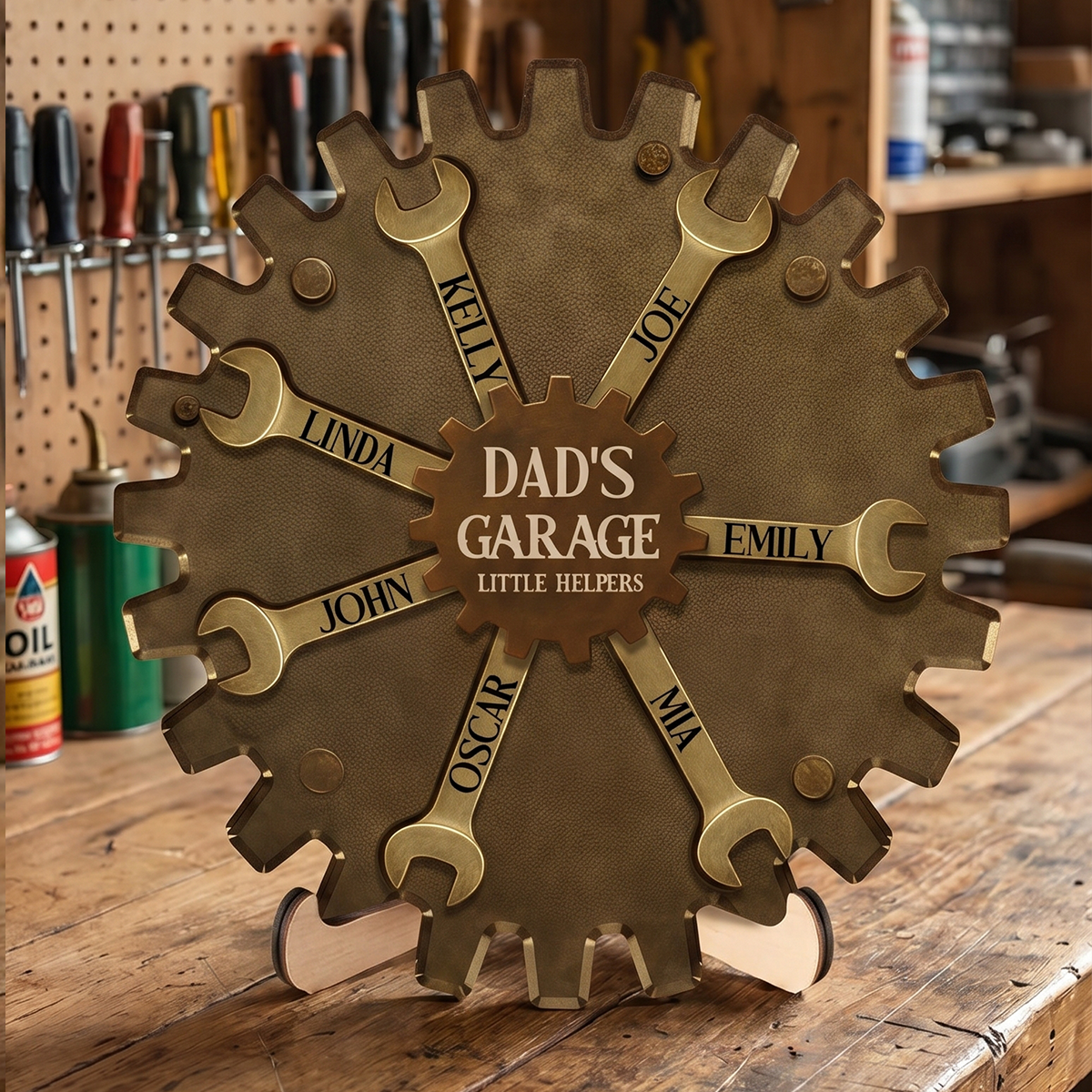 Custom Garage Gear Sign – Personalized Gift for Dad, Grandpa, or Any Handyman