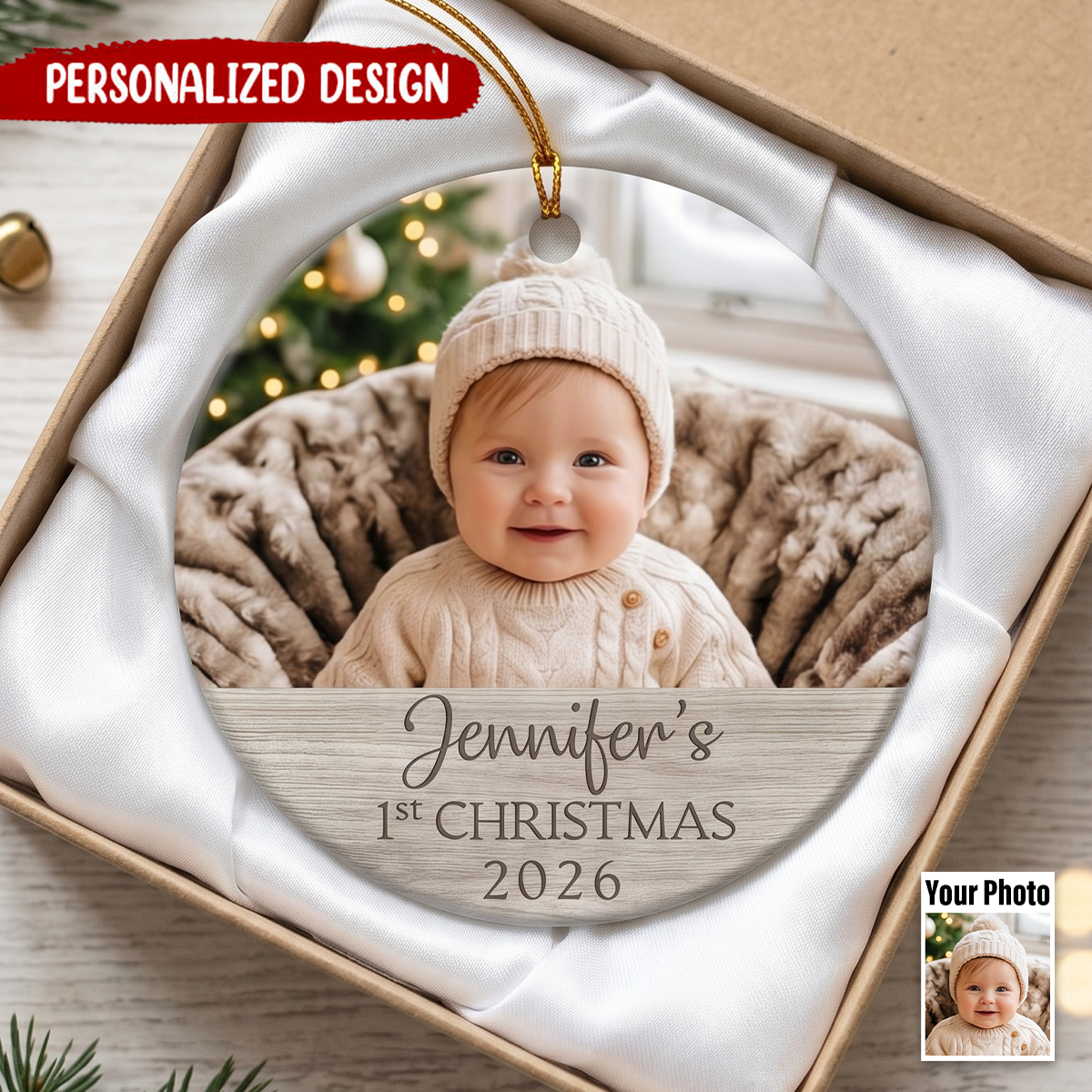 Personalized Baby's First Christmas Photo Ornament