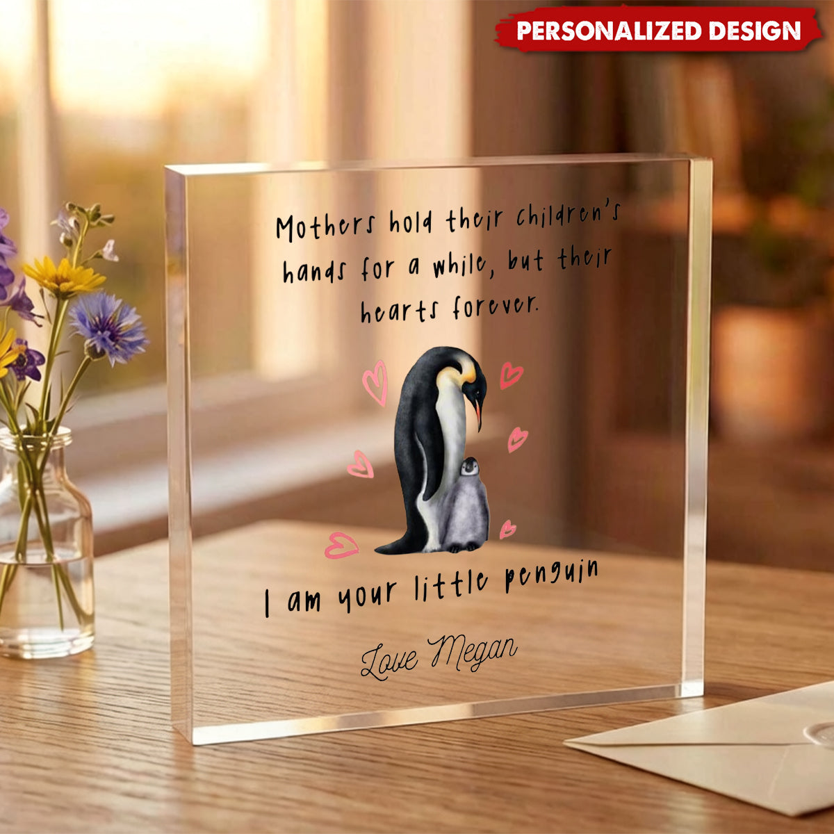 Personalised Mother’s Day Gift for Mum I am Your Penguin Acrylic Block