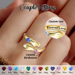Personalized Double Birthstone Hug Couple Ring