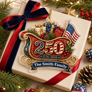 America 250 Sleigh Personalized Acrylic Ornament