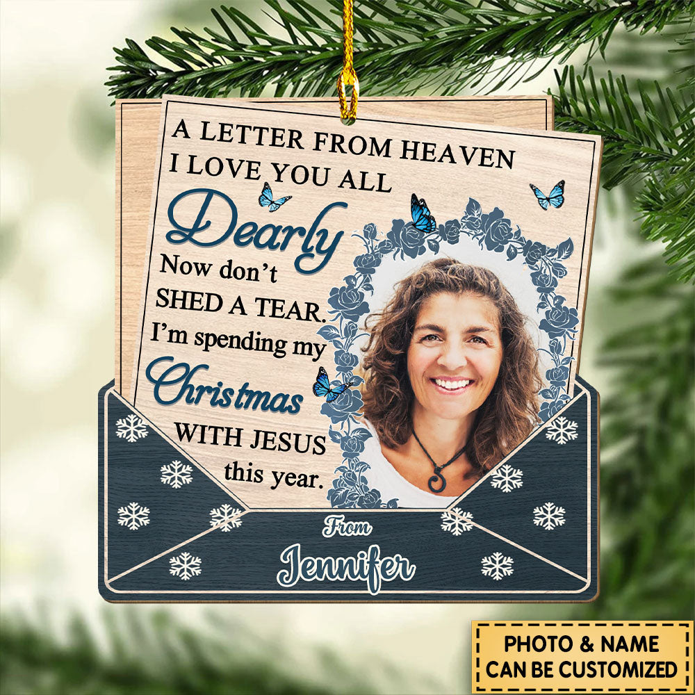 Custom Photo A Letter From Heaven - Memorial Personalized Ornament