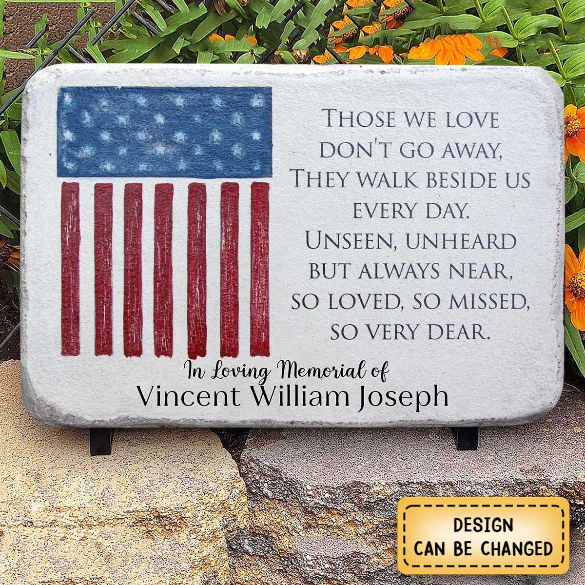 Remembrance Stone for Military or Veteran - Personalized Garden Stone