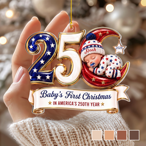 Personalized Baby's 1st Christmas America 250th Anniversary Ornament