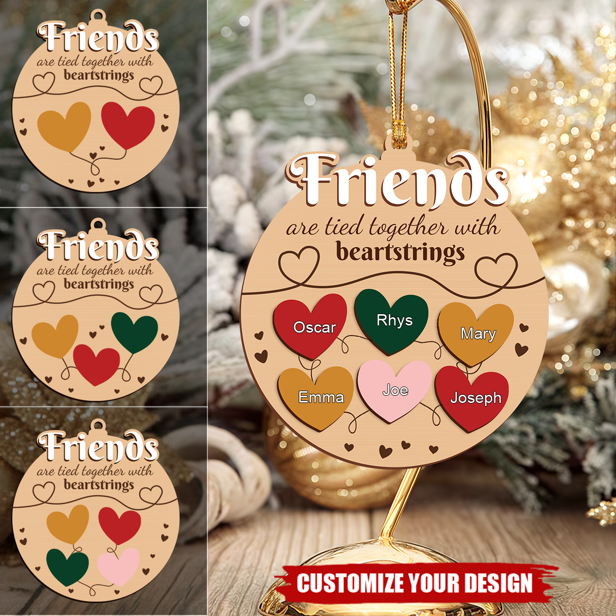 Personalized Friends Heartstrings Christmas Ornament