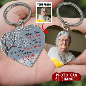 When You Miss Me Hold This Little Heart Personalized Acrylic Keychain