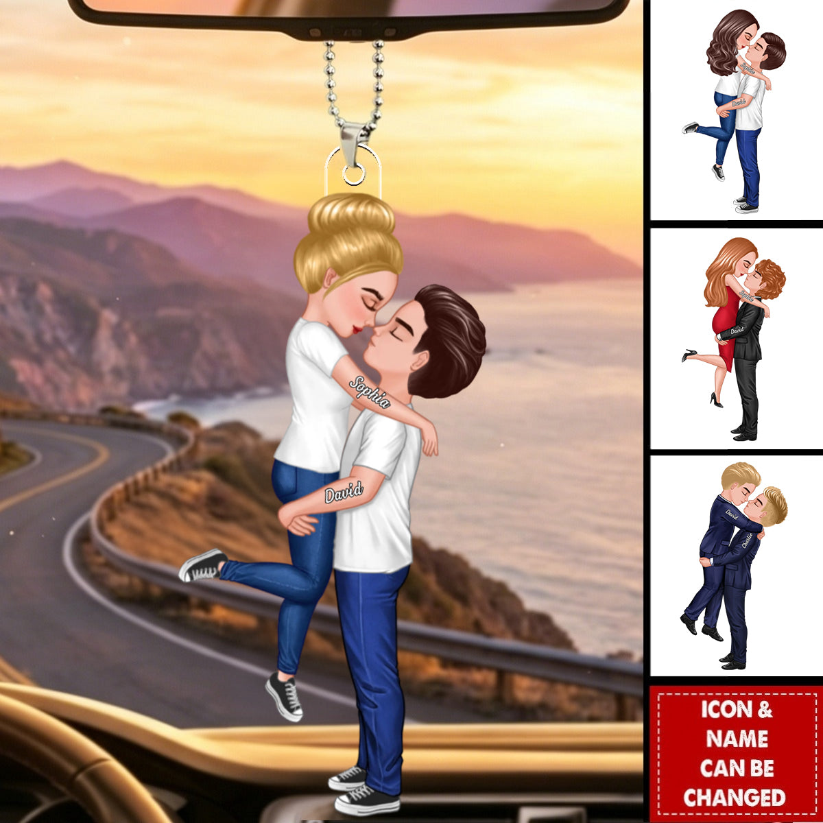 Custom LGBTQ Love Car Ornament – Personalized Romantic Gift For LGBTQ Partners