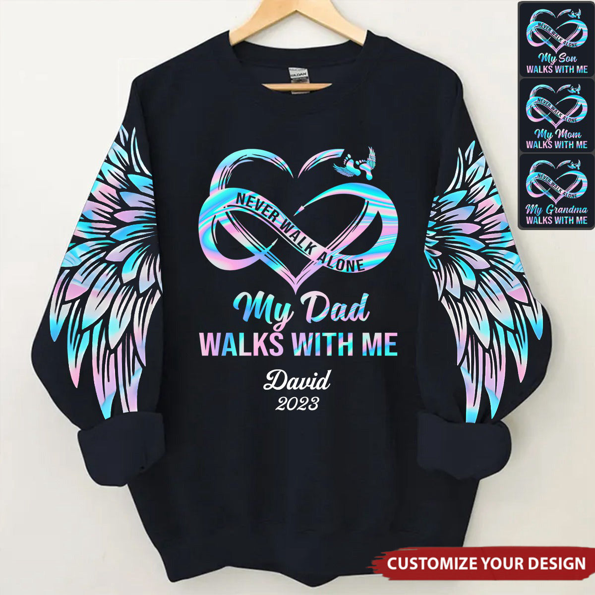 Customized Family Loss Never Walk AlonePersonalized All Over Print Sweatshirt