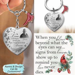 Personalized Cardinal Heart Memorial Stainless Steel Keychain