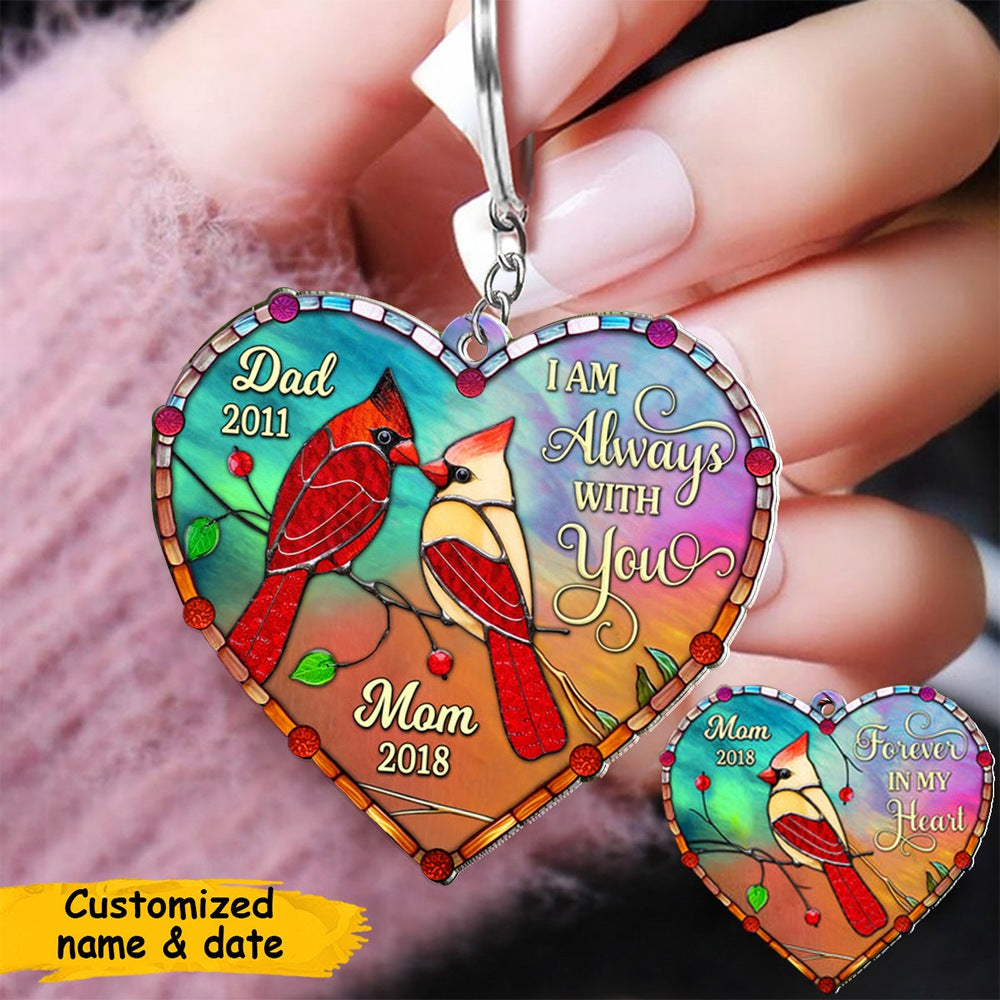 Personalized Cardinal I'm Always With You Heart Acrylic Keychain