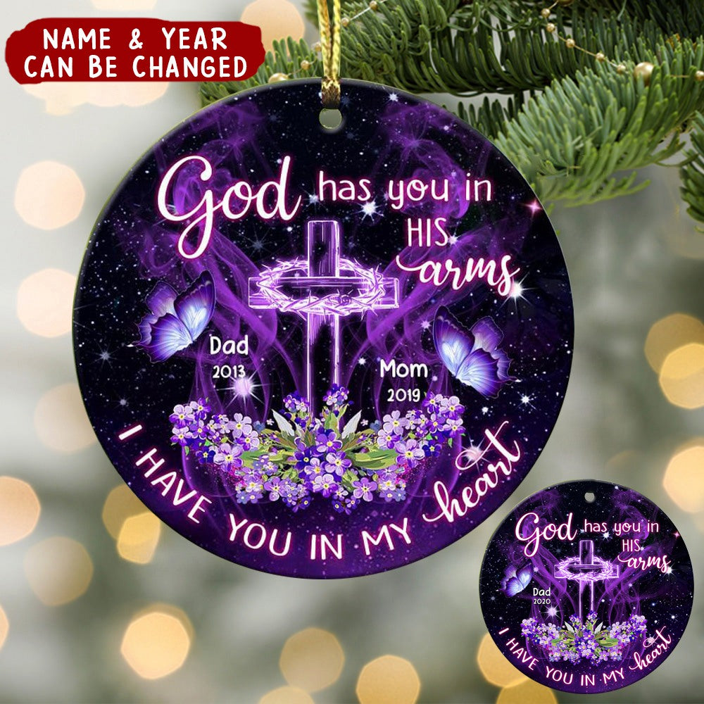 Personalized God Has You In His Arms Ornament