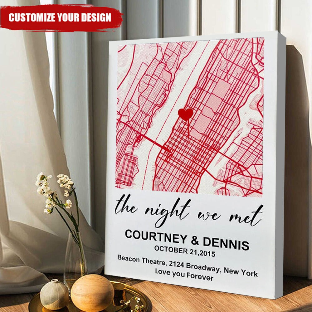 Personalized First Date Map Vertical Canvas- Gift For Couples - HAPPARY