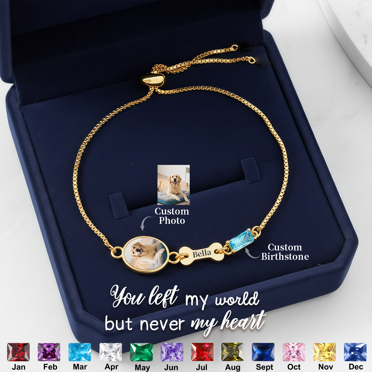 Personalized Pet Photo Charm Memorial Bracelet