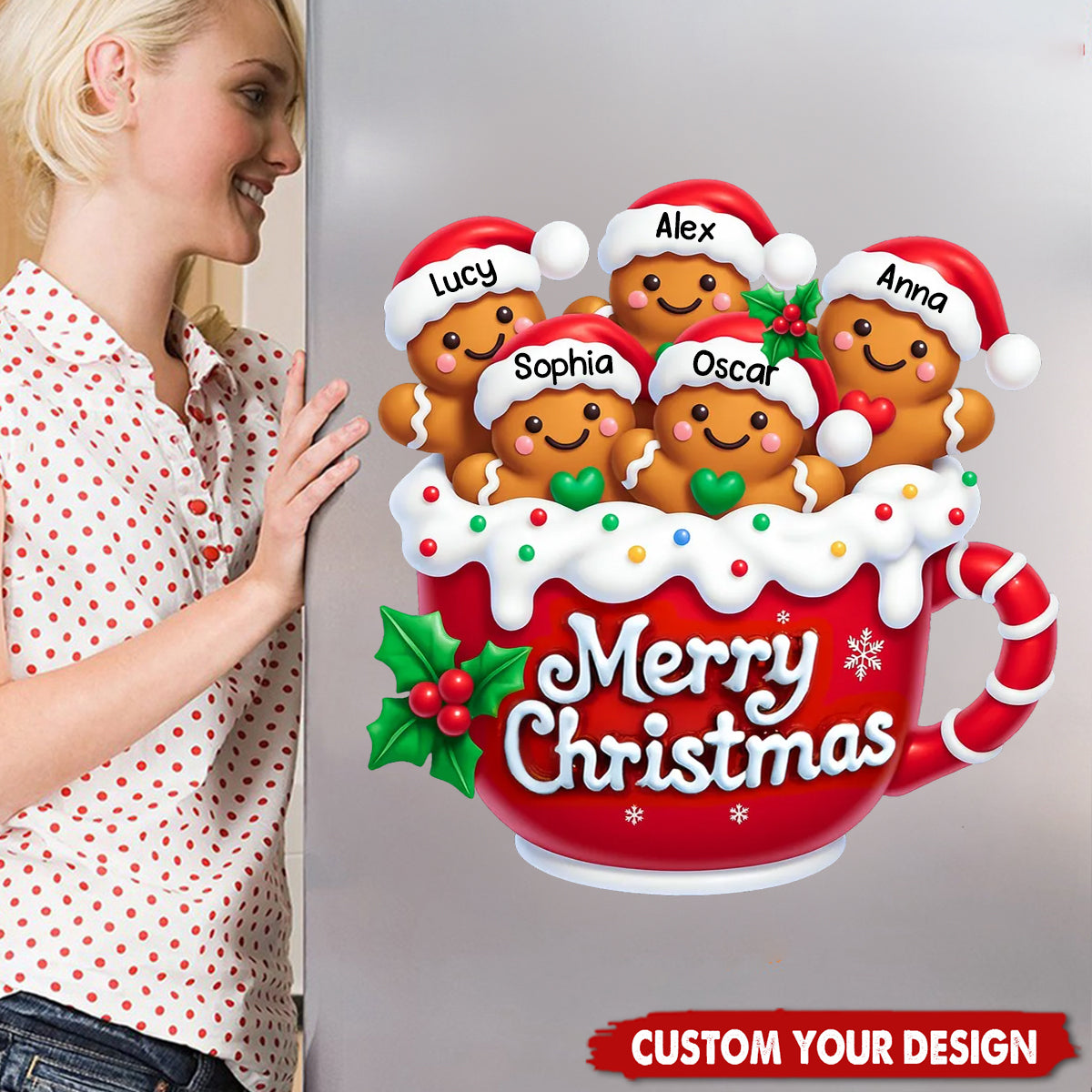 Merry Christmas Gingerbread Family Personalized Decal