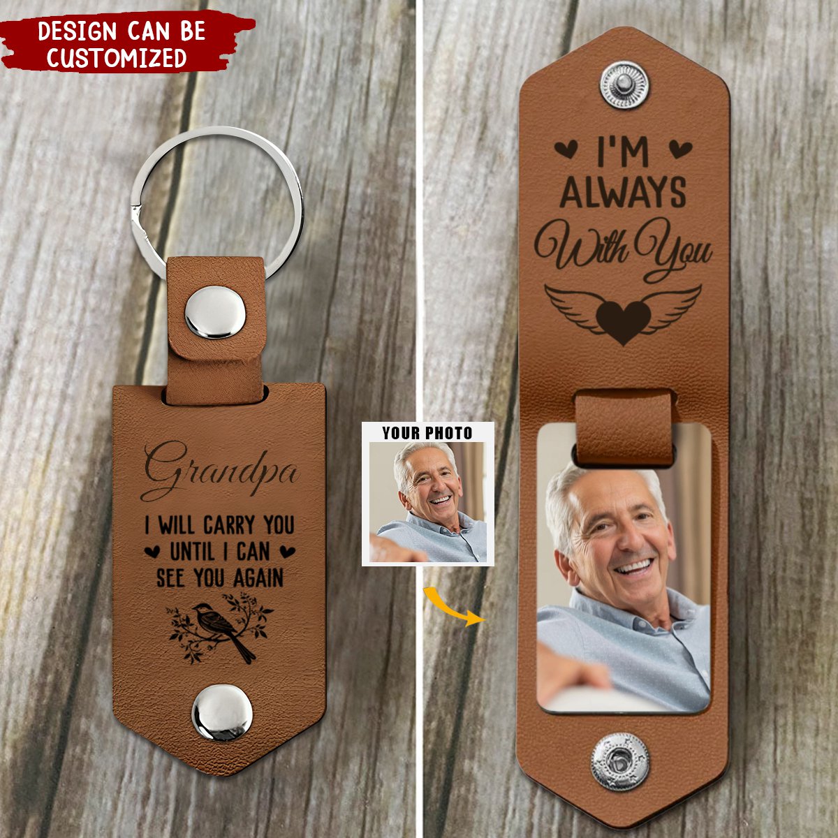 I Will Carry You Until I Can See You Again - Personalized Leather Photo Keychain