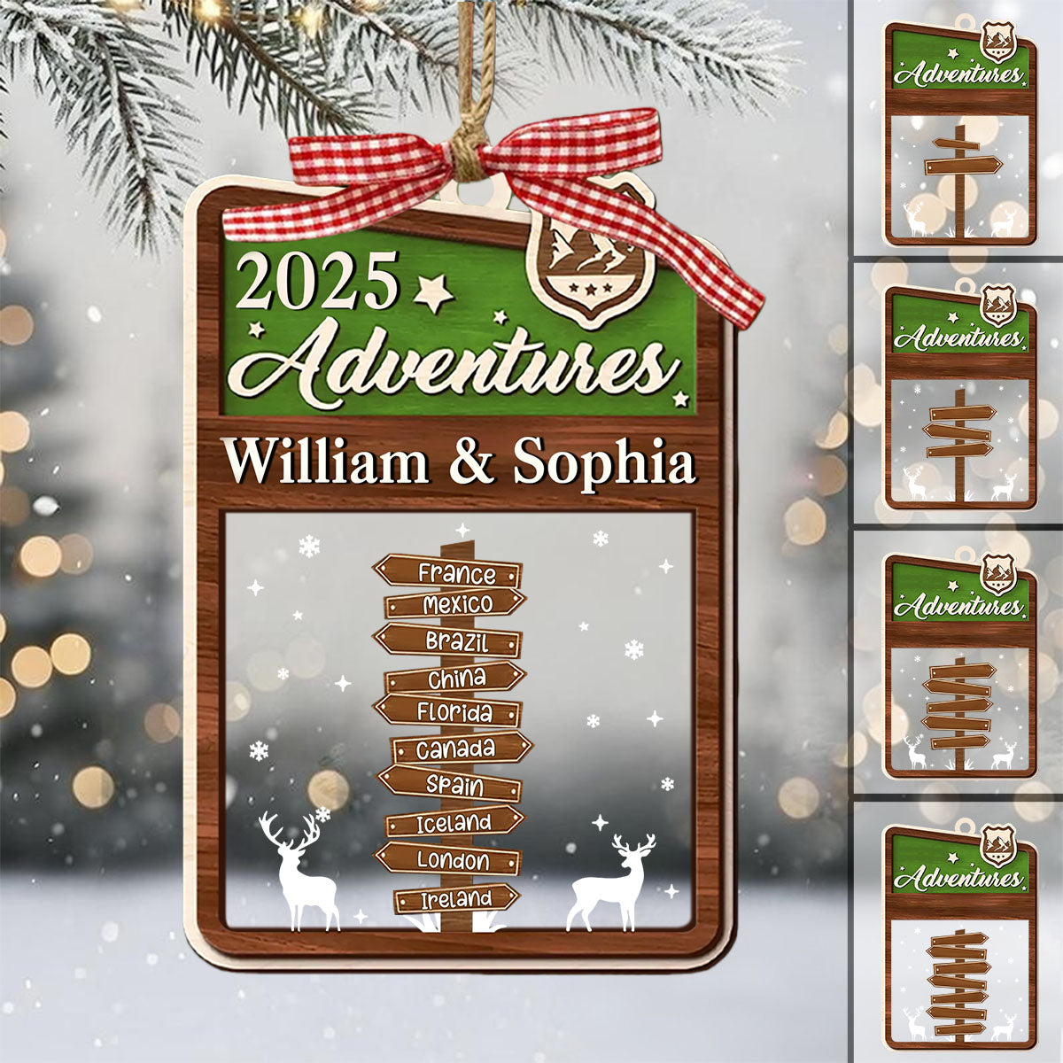 Couple Traveling Destination, Personalized Adventure Ornament