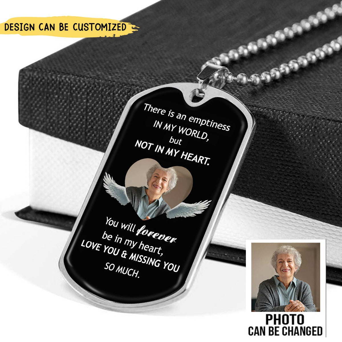 Memorial Upload Photo Forever in My Heart Personalized Dogtag Necklace