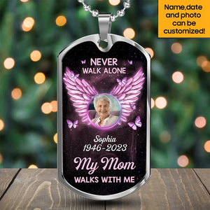 Never Walk Alone - Memorial Gift - Personalized Dogtag Necklace