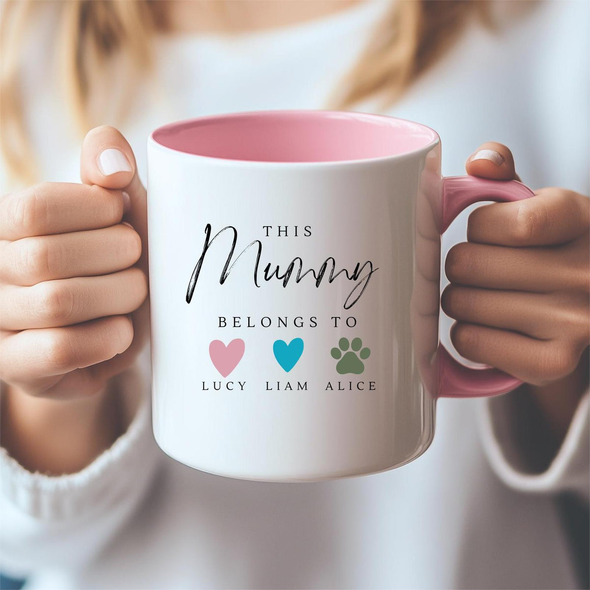 This Mom Belongs To Us - Personalized Customized Mug - Gift For Her