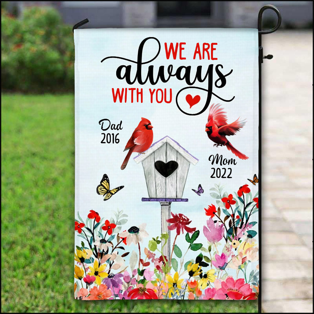 Cardinal Birdhouse Memorial We Are Always With You Personalized Garden House Flag