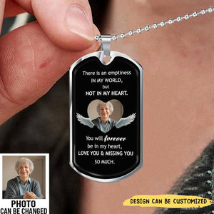 Memorial Upload Photo Forever in My Heart Personalized Dogtag Necklace