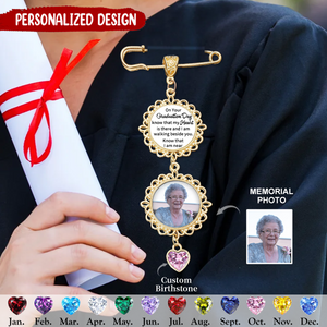 Personalized Memorial Photo Birthstone Graduation Charm