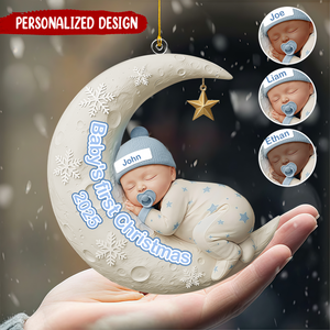 Personalized Baby’s First Christmas 3D Moon Acrylic Ornament