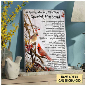 Cardinal Canvas Special Husband Memorial Gift Wall Art Wall Decor Living Home Decor