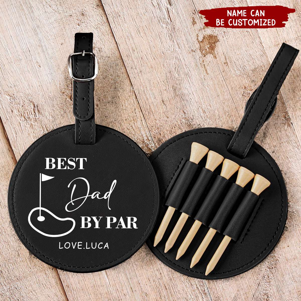 Best Dad By Par Personalized Leather Golf Bag Tag