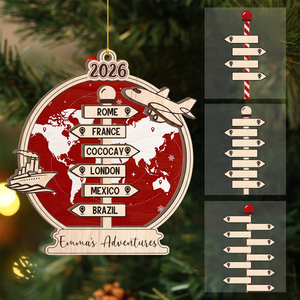 Customized Traveling Destination Ornament, Personalized Travel Adventure Ornament