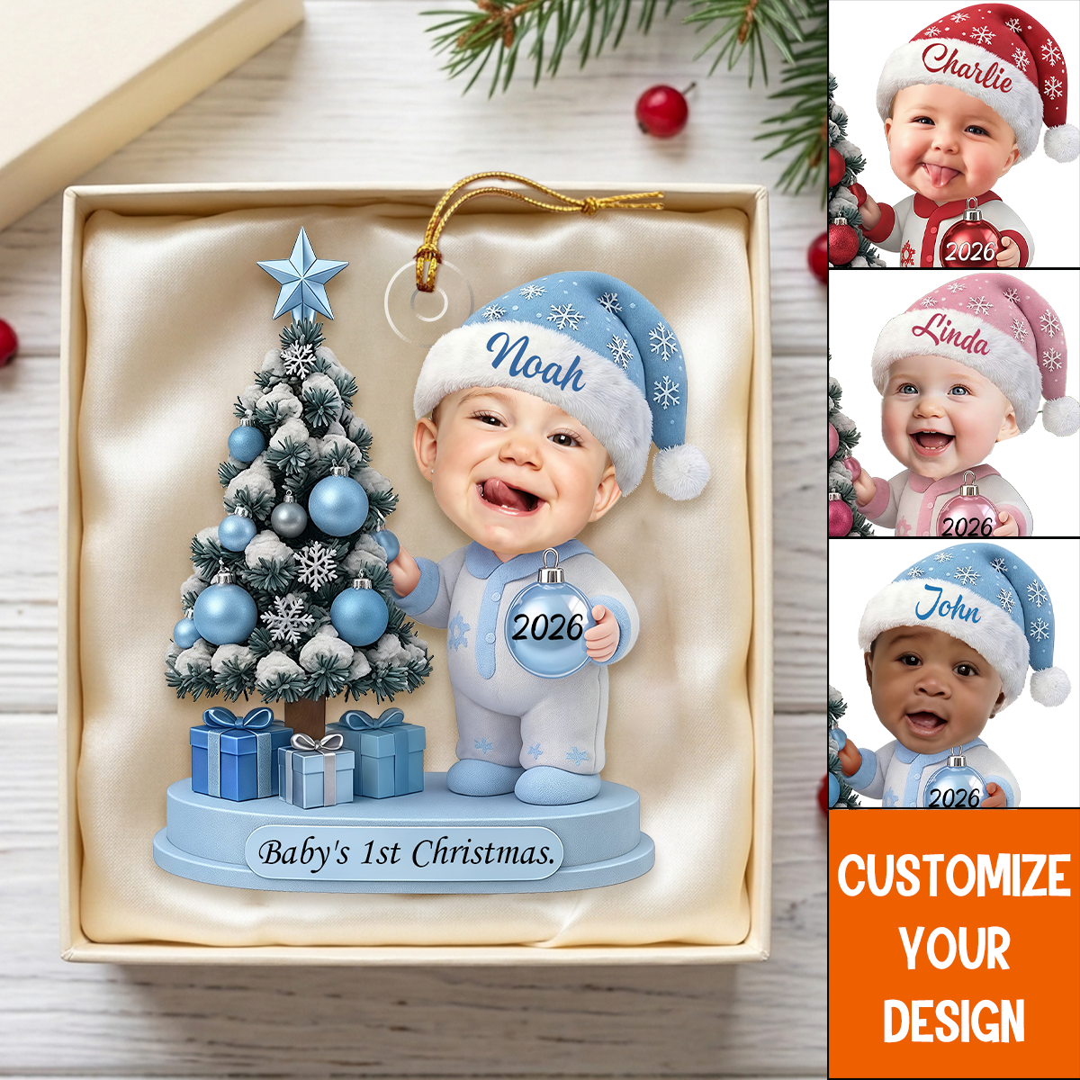 Personalized Baby’s First Christmas Newborn Holiday Ornament