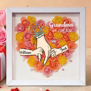 Grandma We Love You-Personalized  Flower Shadow Box-Gift For Mom, Grandma