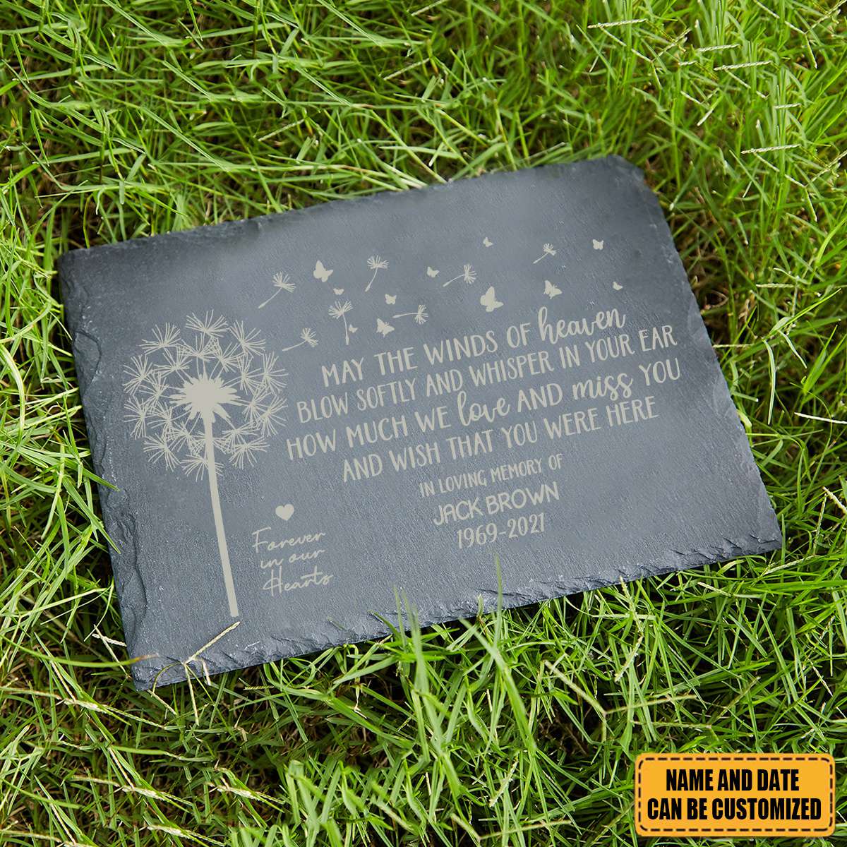 May the Winds of Heaven Blow Softly - Personalized Garden Stone