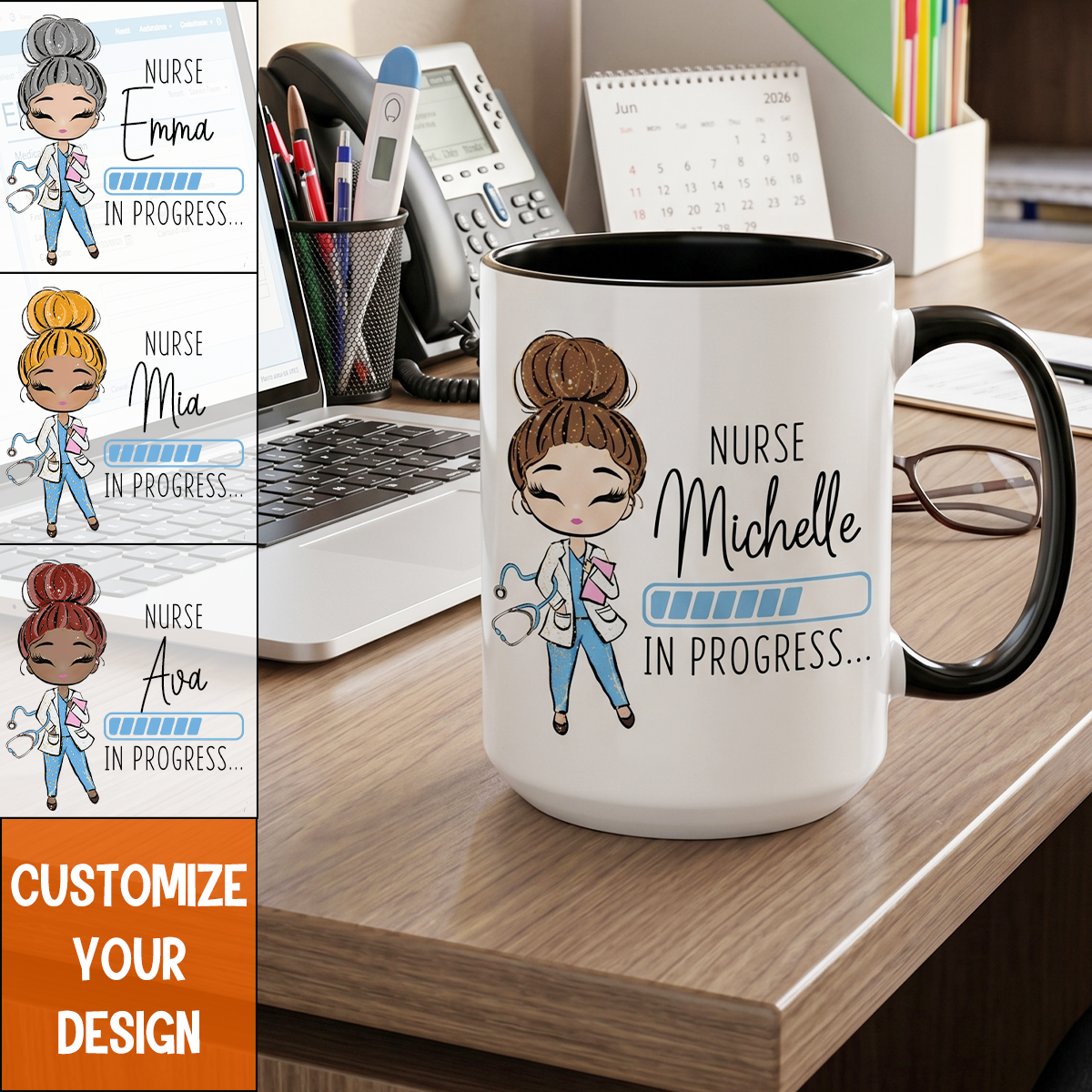Personalized Nurse In Progress Mug - RN Gift Coffee Cup