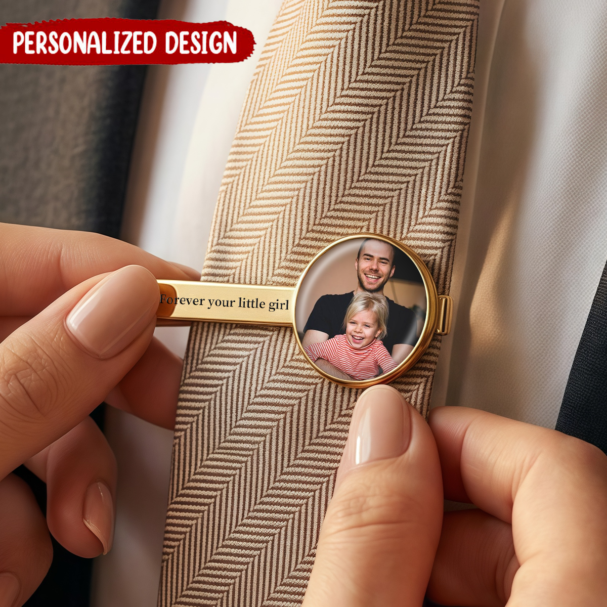 Personalized Custom Photo Tie Clip - Weddings Valentine Father Gift for Him