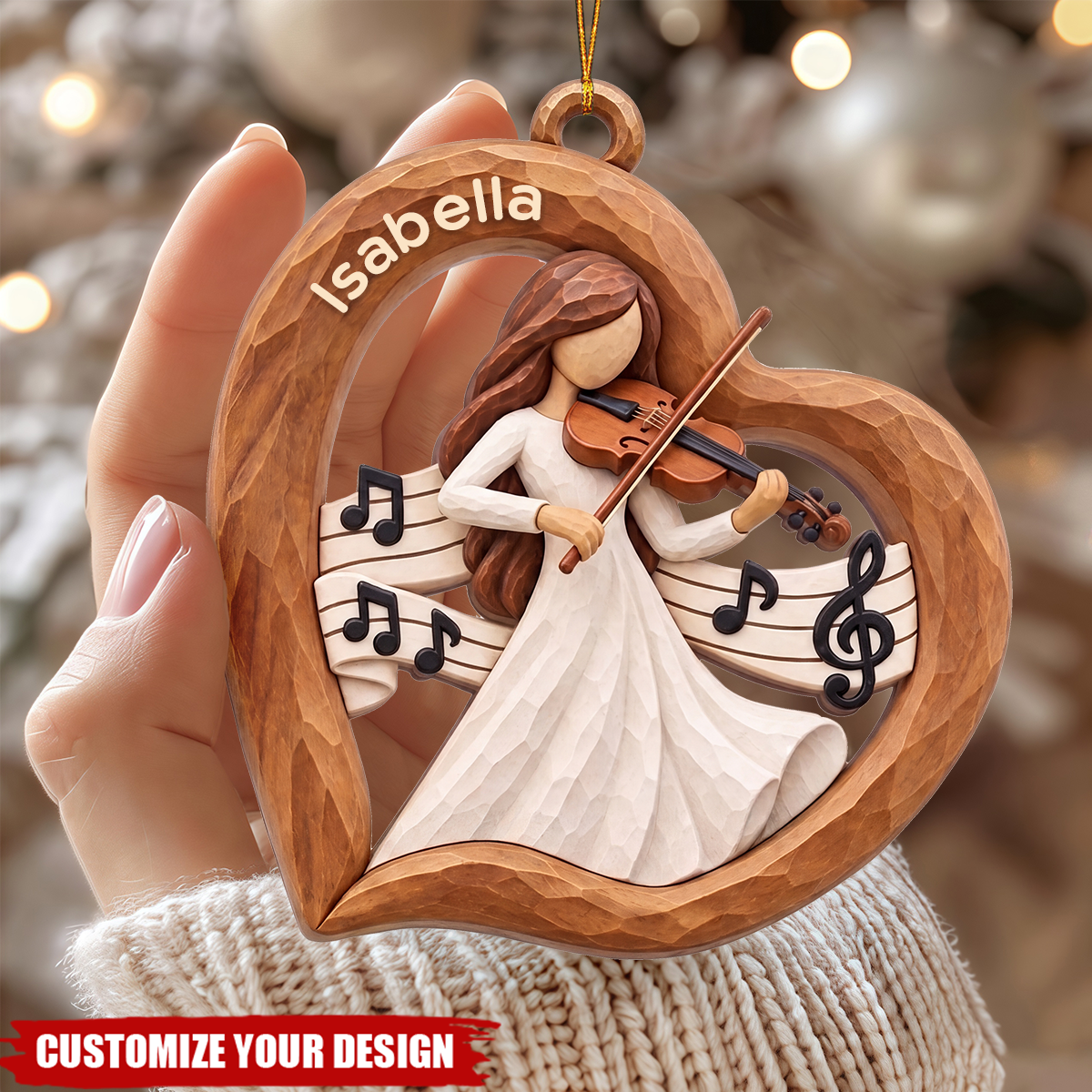 Personalized Violin Players Violin Girl Christmas Ornament