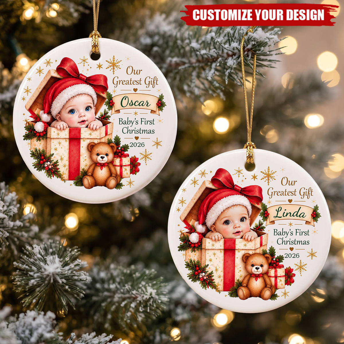 Personalized Baby First Christmas Newborn Keepsake Ceramic Ornament