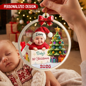 Personalized Baby's First Christmas Custom Baby Photo Ornament