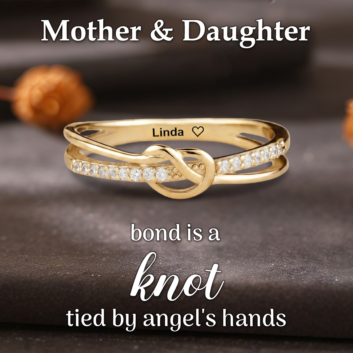 Mother & Daughter Bond Is A Knot Personalized Heart Knot Ring