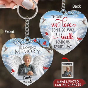 Memorial Upload Photo Wings Heaven Personalized Keychain