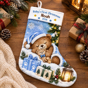 Baby's First Christmas Sleeping Bear - Personalized Stocking