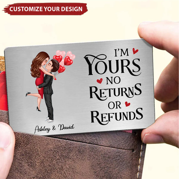 Doll Couple Heart Rings Gift For Him Personalized Metal Wallet Card - Nany_shops