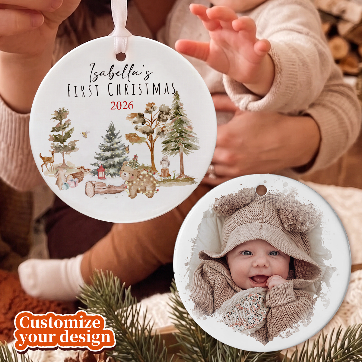 Personalized Baby's First Christmas Baby Shower Ornament