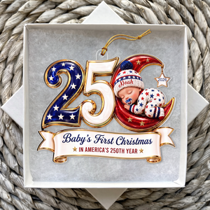 Personalized Baby's 1st Christmas America 250th Anniversary Ornament
