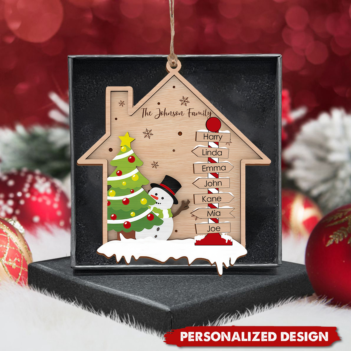 Personalized Family Snowman Christmas House Ornament