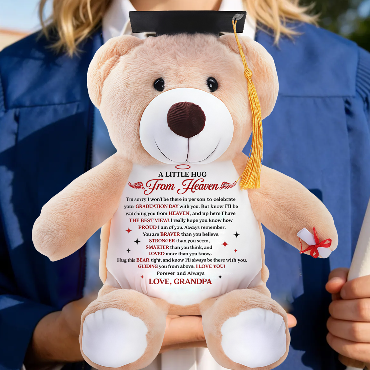A Little Hug From Heaven Personalized Graduation Teddy Bear